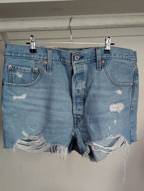Levi's Light Wash Distressed Denim Cutoff Shorts